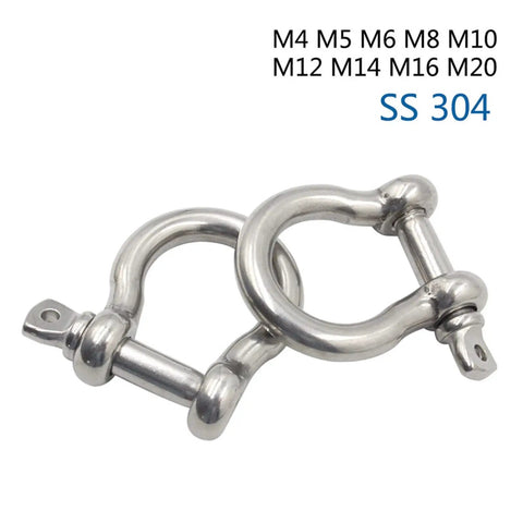 Straight Up Heavy Duty Stainless Steel Clevis Shackle Kit, Rock Solid Bow Rigging Hardware In M10 And M12 Sizes, Built Tough Marine Grade Bolts That Gonna Make Your Rig Look Badass And Stay Secure, 5 Piece Lot, two stainless steel shackles side view.