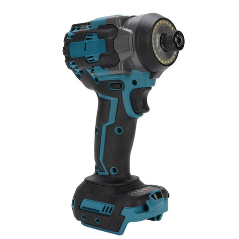 RiToEasysports Cordless Impact Wrench With 405 Ft Lbs Brushless High Torque 18V Electric Tool Offering 3500 Ipm side view with LED light.