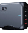 Side view of Powerful 188W 5 Port USB C Fast Wall Charger For Mini 4 Pro And Mini Series Drones with visible ports