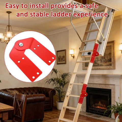 4 Pack Attic Ladder Hinge Kit For Folding Stairs Beefed Up Wobble Free Herringbone Pivot Joint Replacement Heavy Gauge Zinc Plated Steel Hardware Industrial Rigidity For High Vertical Load, red steel hinges on attic ladder