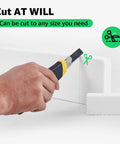 Close-up of cutting a 4 Pack Car Door Protector Strips Self Adhesive EVA Foam Wall Guard For Garage And Parking Anti Collision Bumper Shield
