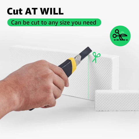 Close-up of cutting a 4 Pack Car Door Protector Strips Self Adhesive EVA Foam Wall Guard For Garage And Parking Anti Collision Bumper Shield