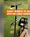 Vertical Hand Tool Rack For Open Trailers Holds Up To Six Straight Handle Tools Like Shovels Rakes And Hoes mounted on trailer