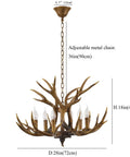 Six Light Rustic Antler Chandelier with Resin Deer Horns Brown Finish E12 Base Ideal for Living Room Bedroom and Dining Room