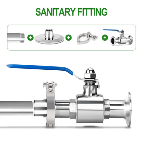2-pack stainless steel sanitary fitting: 1.5in tri-clamp to 3/4in NPT female for homebrew.