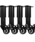 4 Pack Adjustable Furniture Legs With Wheels For Sofa And Cabinet, black cold rolled steel legs with stable support