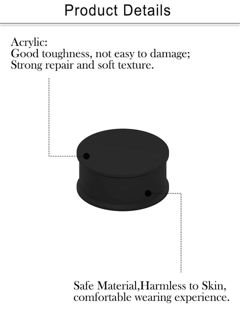 Silicone Ear Gauge Stretching Kit 13 Pairs Black Soft Tunnels Plugs Double Flared Gauges, close-up of black round gauge