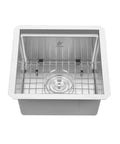 Undermount Stainless Steel Workstation Sink With Ledge, Single Bowl, 304 Grade, 15x15x8 Inch, with grid and drainer view