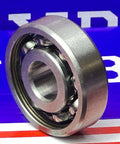 6200 Bearing 10x30x9mm Open showing chrome steel construction on a blue background