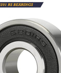 Heavy Duty 6201RS Deep Groove Ball Bearings 5 Pack With Double Rubber Seals 12x32x10mm close-up view