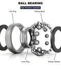 Exploded view of the 10 Pcs 6203-2RS Double Rubber Seal Deep Groove Ball Bearings showing components and rubber sealing.