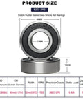 Diagram of 10 Pcs 6203-2RS Double Rubber Seal Deep Groove Ball Bearings 17x40x12mm with detailed size and performance specifications.