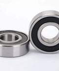 6203-2RS Sealed Bearing With Double Seal For Superior Grease Retention And Impurity Protection, shown in side and front view