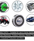 Two Pack 6204-2RS Lawn Mower Spindle Ball Bearing Set with compatible machinery like tractors and cars in background