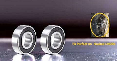 Two Pack 6204-2RS Lawn Mower Spindle Ball Bearing Set Heavy Duty with 0.787 Inch Inner Diameter, installed in Huskee