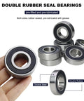 6204 2RS Deep Groove Ball Bearing with pre lubricated design and double rubber seals shown in hand and stacked configuration.