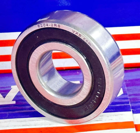 Qty 4 - 6204-2RS Sealed Ball Bearings 20x47x14mm, High Quality Double Side Sealed