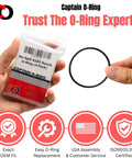 Replacement 6235 O-Rings for No-Spill Easy Can Gas Nozzle Assembly 4 Pack shown in packaging with single O-ring displayed