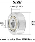 623ZZ Double Shield Deep Groove Miniature Ball Bearing 3 x 10 x 4 mm dimensions, durable carbon steel, ideal for high-speed projects