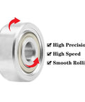 623ZZ Double Shield Deep Groove Ball Bearing with high precision, high speed, smooth rolling text, and red arrows