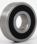 Wholesale 1000-Pack 638-2RS Ball Bearing close-up view, chrome steel with black seal, 8mm ID x 28mm OD x 9mm wide.