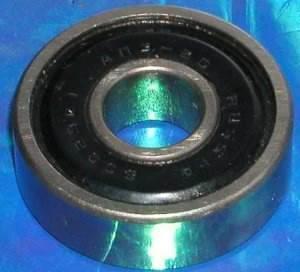 638-2RS Sealed Miniature Ball Bearing 8x28x9mm, chrome steel, side view on blue background