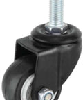 63mm Caster Wheel 88 Lbs - PVC M12 Threaded Stem designed for smooth motion and stable alignment, black wheel front view