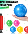 64 Pieces 6.3 Inch Knobby Balls for Kids Sensory Balls with Air Pump Small Inflatable Bouncy Soft Spiky Toddler Bounce Party Favors