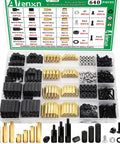 640PCS M3 Brass and Nylon Motherboard Standoffs Kit with hex spacers, screws, and nuts in organized compartments suitable for PCB use.
