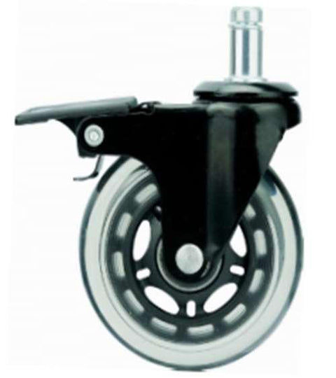 64mm Caster Wheel 77 pounds Swivel and Upper Brake Polyurethane Stem - VXB Ball Bearings