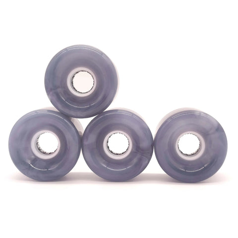 65mm By 43mm 78A Skateboard Wheel Set With 608RS Bearings Spacers Flash Core Washers And One Piece Tool For Cruiser And Street Skating Complete Kit By LONTOHCE, front view of four wheels stacked in two layers