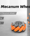 65mm Omni Directional Robot Wheel Set, High Hardness Plastic Wheels with Rubber Grip, Orange and Gray, front view
