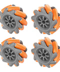65mm Omni Directional Robot Wheel Set, High Hardness Plastic Wheels with Rubber Grip, Orange and Gray Smart Robot Car Components, 4PCS