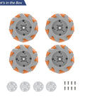 65mm Omni Directional Robot Wheel Set, High Hardness Plastic Wheels with Rubber Grip, Orange and Gray, 4PCS Set with Accessories
