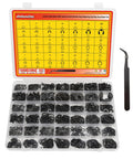 65Mn Carbon Steel Retaining Ring Kit 1880 Piece All In One E Clips Hole Rings And Shaft Rings Internal External Circlips set in box