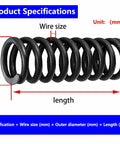 Heavy-Duty 65Mn Spring Steel Compression Springs Set, 10 Pieces, Wire Dia 1.5mm, Outer Dia 12mm, Length 30mm dimensions diagram