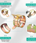 Close-up of colorful 65Mn galvanized steel clamps, highlighting double-ear design, smooth inner ring, and anti-corrosion features.