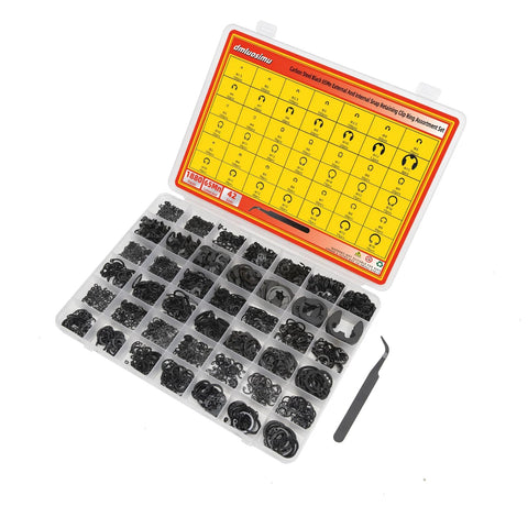 65Mn Carbon Steel Retaining Ring Kit 1880 Piece All In One E Clips Hole Rings And Shaft Rings in clear box with tool