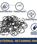 Internal Retaining Rings Set 50 Pcs 25 Mm Inner Diameter 65Mn Manganese Steel C Clip Circlips For Automotive Grooved Shafts Studs Pro Grade Heavy Duty Snap Rings