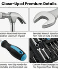 Close-up of 148 Piece General Household Hand Tool Kit With Portable Toolbox For Home, Office And Workshop Repairs, All-Purpose Set