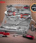 Grab-And-Go 67-Piece Metric Auto Mechanic Tool Set For Cars, Motorcycles, Trucks, Boats, RVs And Jeeps, Includes Pliers, Screwdrivers, Sockets, And A Sturdy Tool Box Storage Case For Quick Home And Pro Repairs