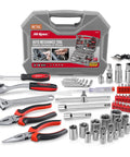 Grab-And-Go 67-Piece Metric Auto Mechanic Tool Set For Cars, Motorcycles, Trucks, Boats, RVs And Jeeps, Includes Pliers