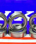 10-Pack 6700ZZ 10x15x4 Metal 10mm Bore Shielded Bearings lined up with chrome finish and double metal shields
