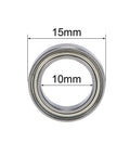 Front view of Compact 6700ZZ deep groove ball bearings, 10x15x4mm, chrome steel, double shields, ideal for machinery and hobby projects.