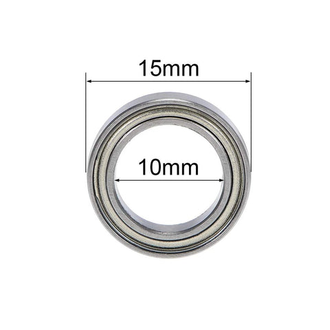 Front view of Compact 6700ZZ deep groove ball bearings, 10x15x4mm, chrome steel, double shields, ideal for machinery and hobby projects.