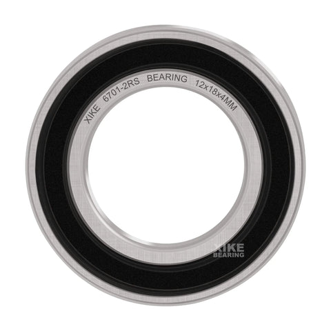 Close-up of 10 Pack 6701-2RS Bearings 12x18x4mm Deep Groove Ball Bearing with double rubber seals visible