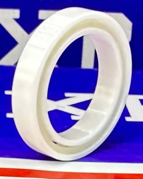 6702 Full Ceramic Bearing 15x21x4mm, showing a close-up view of the PTFE cage and ceramic construction.