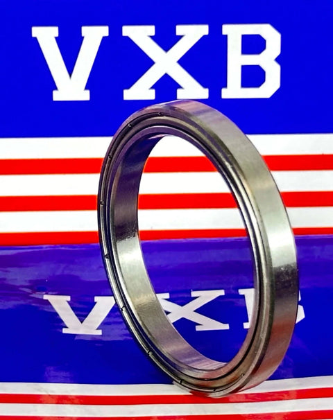 Side view of 6708ZZ Bearing 40x50x6mm - Slim Thin with chrome steel finish and metal shields.