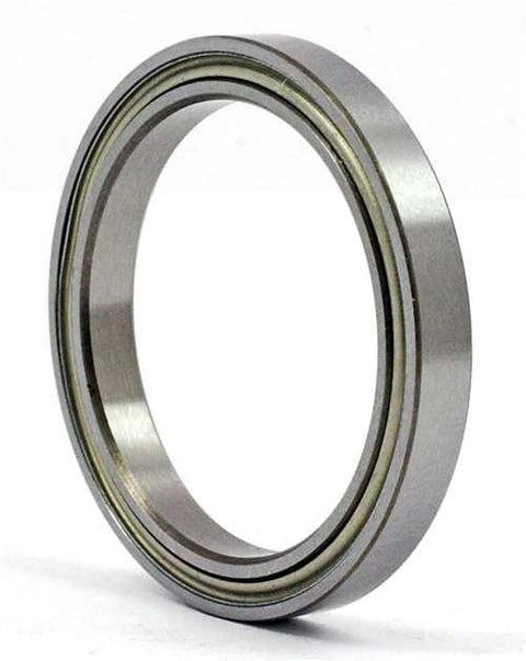 6711ZZ Thin Section Bearing 55x68x7mm - Shielded Ball Bearing side view showcasing chrome steel construction.