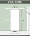 Half Frosted Glass Upper Panel Sliding Barn Door With White Primed Solid Wood And Hardware Kit 36 By 80 Inches dimensions diagram